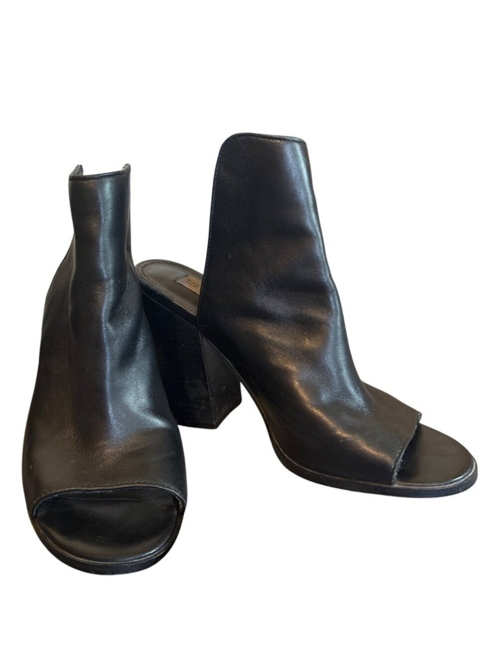 Steve Madden Tilt Peep Toe Heeled Booties Size 6.5 Womens Shoe Black Retired